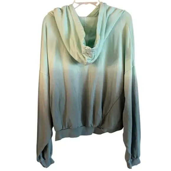 Young Fabulous & Broke Raissa Aqua Dip Hoodie Wm M/L Dolman Snap Long Sleeve - Picture 3 of 6